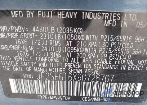 2009 Subaru Forester 2.5X z USA, uszkodzony, nr VIN JF2SH616X9G726767